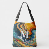 抽象芸術モダンアートカラーウェーブ クロスボディバッグ (正面)