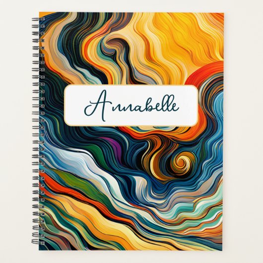抽象芸術モダンアートカラーウェーブ プランナー手帳 (正面)