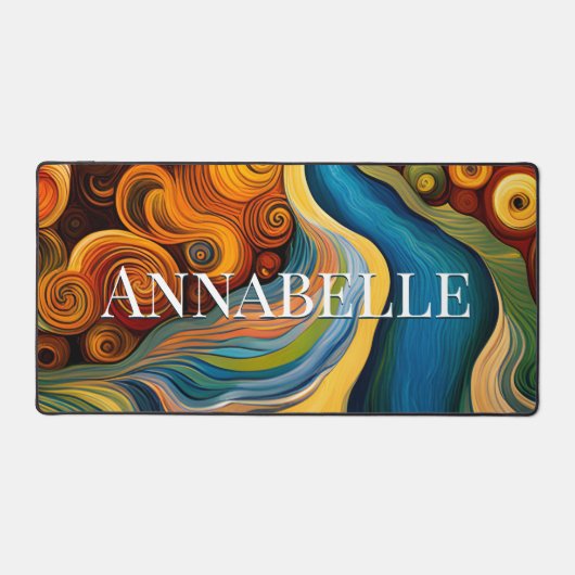 抽象芸術モダンアートカラースワールズモノグラム デスクマット (正面)