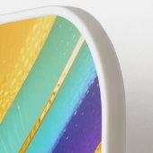 抽象芸術モダンアートカラー渦巻き旋回と金ゴールドメタル ピックルボールラケット (左詳細)