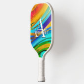 抽象芸術モダンアートカラー渦巻き旋回と金ゴールドメタル ピックルボールラケット (左)