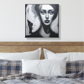 抽象芸術モダンアートガール第2顔 キャンバスプリント (インサイチュ (寝室))