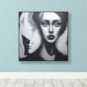 抽象芸術モダンアートガール第2顔 キャンバスプリント (インサイチュ (ウッドフロア))