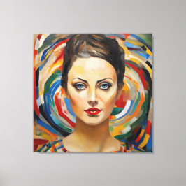 抽象芸術モダンアートガール顔 キャンバスプリント