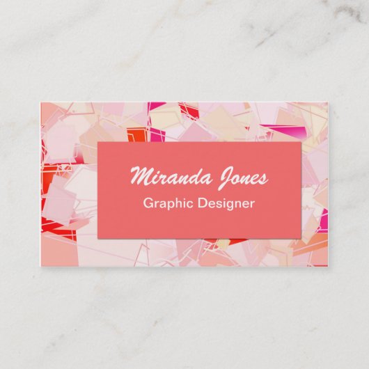 抽象芸術モダンアートキャンバス – コーラル、バフとホワイト 名刺 (正面)