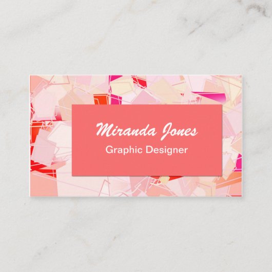 抽象芸術モダンアートキャンバス – コーラル、バフとホワイト 名刺 (正面)