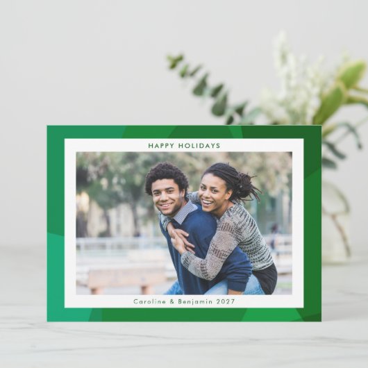 抽象芸術モダンアートグリーンクリスマスカスタム写真 シーズンカード (スタンド正面)
