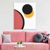 抽象芸術モダンアートサークルオレンジブラウンブラック キャンバスプリント (インサイチュ (リビング))