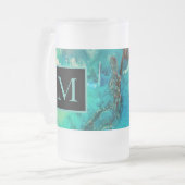 抽象芸術モダンアートシャドウ・オブ・ブルー・イエローパープル フロストグラスビールジョッキ (正面左)