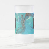 抽象芸術モダンアートシャドウ・オブ・ブルー・イエローパープル フロストグラスビールジョッキ (中央)