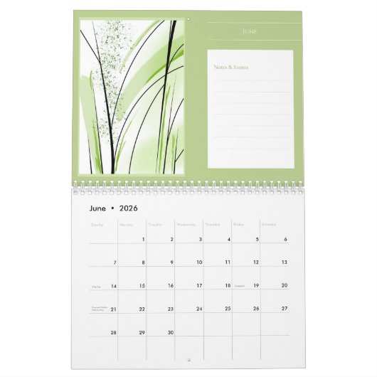 抽象芸術モダンアートノートPlanningアートワーク カレンダー (6月 2026)