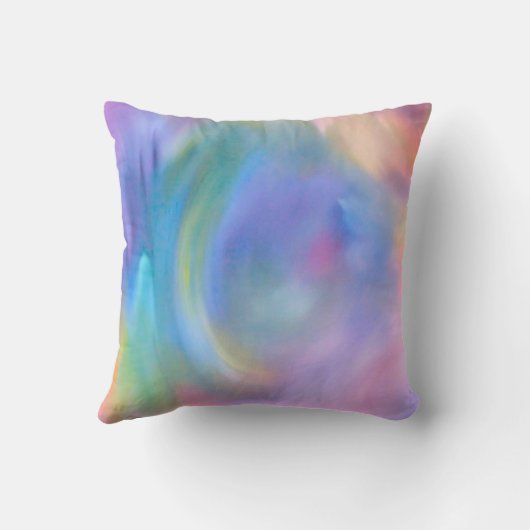 抽象芸術モダンアートパステルウォーターカラーレインボー クッション (裏面)