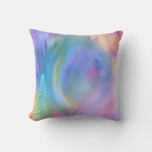 抽象芸術モダンアートパステルウォーターカラーレインボー クッション (正面)