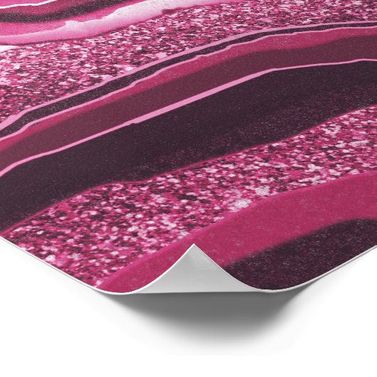 抽象芸術モダンアートピンクアゲートジェードジェムストーン ポスター (角)