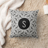 抽象芸術モダンアートブラック&ホワイト渦巻きモノグラム クッション (ブランケット)