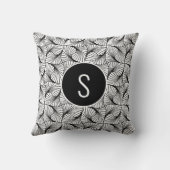 抽象芸術モダンアートブラック&ホワイト渦巻きモノグラム クッション (裏面)