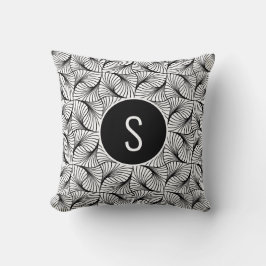 抽象芸術モダンアートブラック&ホワイト渦巻きモノグラム クッション