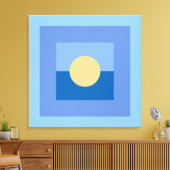 抽象芸術モダンアートブルースクウェアイエローサークル キャンバスプリント (インサイチュ (リビング))