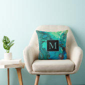 抽象芸術モダンアートモノグラムブルーの影 クッション (椅子)