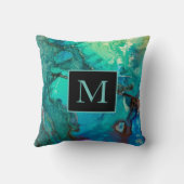 抽象芸術モダンアートモノグラムブルーの影 クッション (裏面)