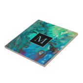 抽象芸術モダンアートモノグラムブルーの影 タイル (側面)