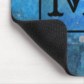 抽象芸術モダンアートモノグラムブルーブラックウォーター色 マウスパッド (コーナー)