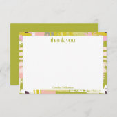 抽象芸術モダンアートライムグリーンキュートシャワーカスタム サンキューカード (正面/裏面)