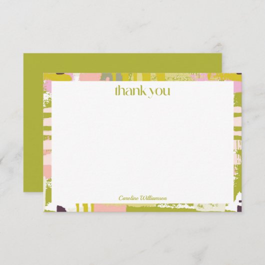 抽象芸術モダンアートライムグリーンキュートシャワーカスタム サンキューカード (正面/裏面)