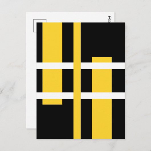 抽象芸術モダンアートラインイエローホワイトブラック ポストカード (正面/裏面)