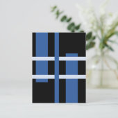 抽象芸術モダンアートラインブルーブラック ポストカード (スタンド正面)