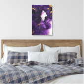 抽象芸術モダンアート女性パープルと金ゴールド キャンバスプリント (インサイチュ (寝室))
