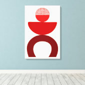 抽象芸術モダンアート幾何学図形（赤） キャンバスプリント (インサイチュ (ウッドフロア))