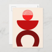 抽象芸術モダンアート幾何学図形（赤） シーズンポストカード (正面/裏面)