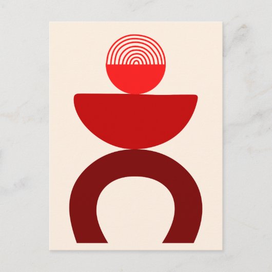 抽象芸術モダンアート幾何学図形（赤） シーズンポストカード (正面)