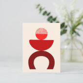 抽象芸術モダンアート幾何学図形（赤） ポストカード (スタンド正面)