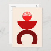 抽象芸術モダンアート幾何学図形（赤） ポストカード (正面/裏面)