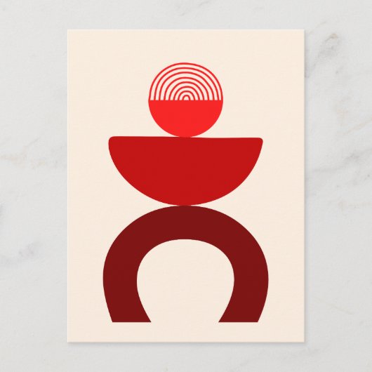 抽象芸術モダンアート幾何学図形（赤） ポストカード (正面)