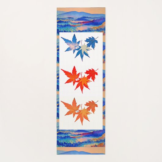 抽象芸術モダンアート癒しの穏やかなカエデ葉ール ヨガマット (裏面)