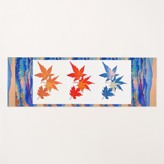抽象芸術モダンアート癒しの穏やかなカエデ葉ール ヨガマット (正面(横))