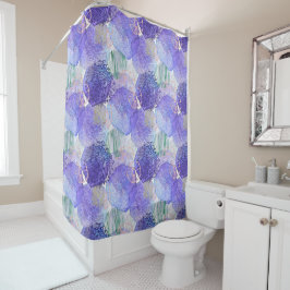 抽象芸術モダンアート青紫色 シャワーカーテン