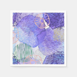 抽象芸術モダンアート青紫色 スタンダードカクテルナプキン