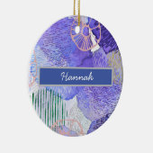 抽象芸術モダンアート青紫色 セラミックオーナメント (右)