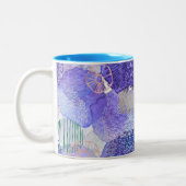 抽象芸術モダンアート青紫色 ツートーンマグカップ (左)