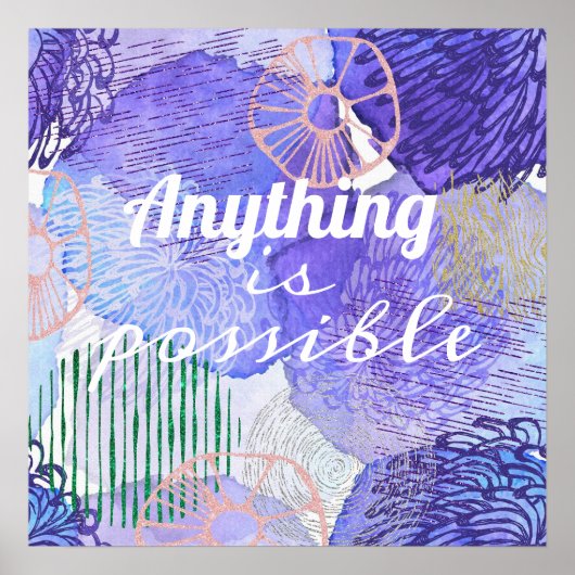 抽象芸術モダンアート青紫色 ポスター (正面)