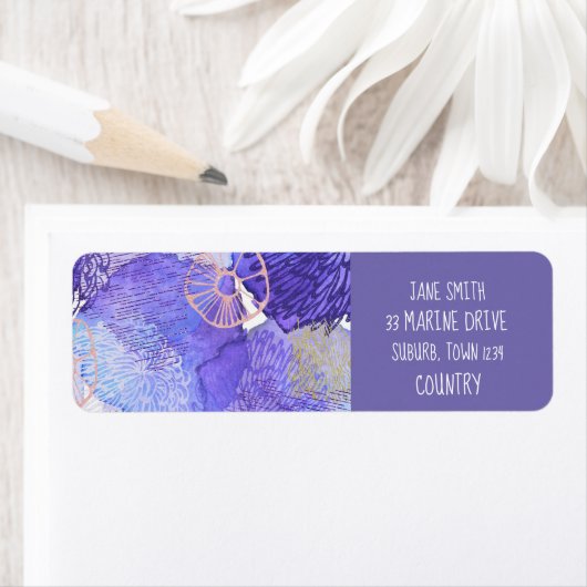 抽象芸術モダンアート青紫色 ラベル (インサイチュ)