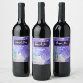 抽象芸術モダンアート青紫色 ワインラベル (ボトル)