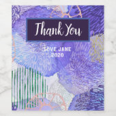 抽象芸術モダンアート青紫色 ワインラベル (シングルラベル)