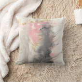 抽象芸術モダンア絵を描ートピンク金ゴールドグレー クッション (ブランケット)