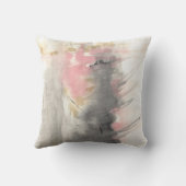 抽象芸術モダンア絵を描ートピンク金ゴールドグレー クッション (裏面)