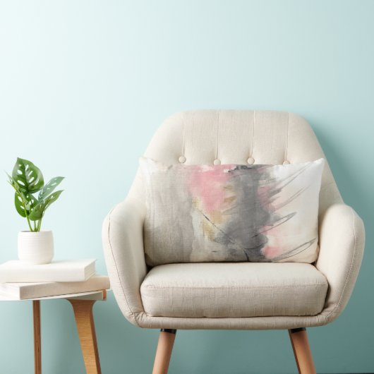 抽象芸術モダンア絵を描ートピンク金ゴールド ランバークッション (椅子)